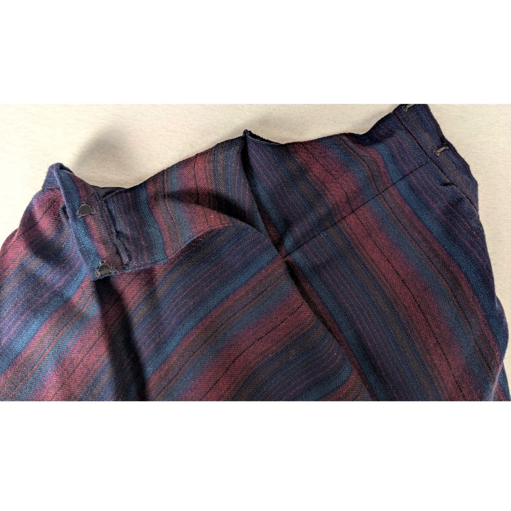Vintage Espresso Striped Purple Blue Teal Skirt 100% Wool Union 12‎ Cottagecore - Picture 5 of 5